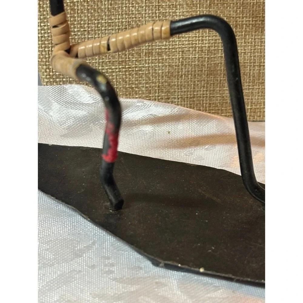 Vintage Brutalist Metal Surfer Candle Holder Stick Figure Figurine Coastal Decor